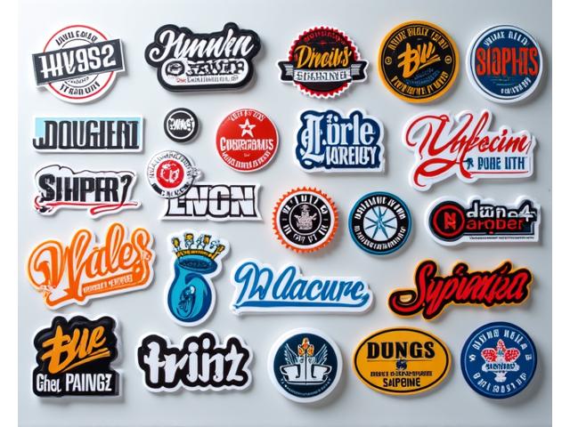 A diverse collection of vibrant, custom bike stickers in various fonts and graphics, ready for application.